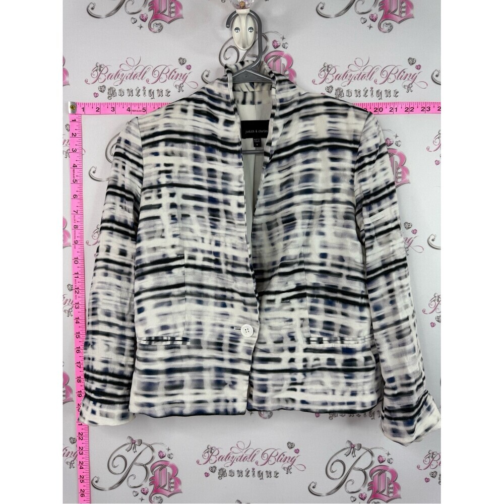 Judith and Charles blazer button Abstract Plaid Blazer in Black & White